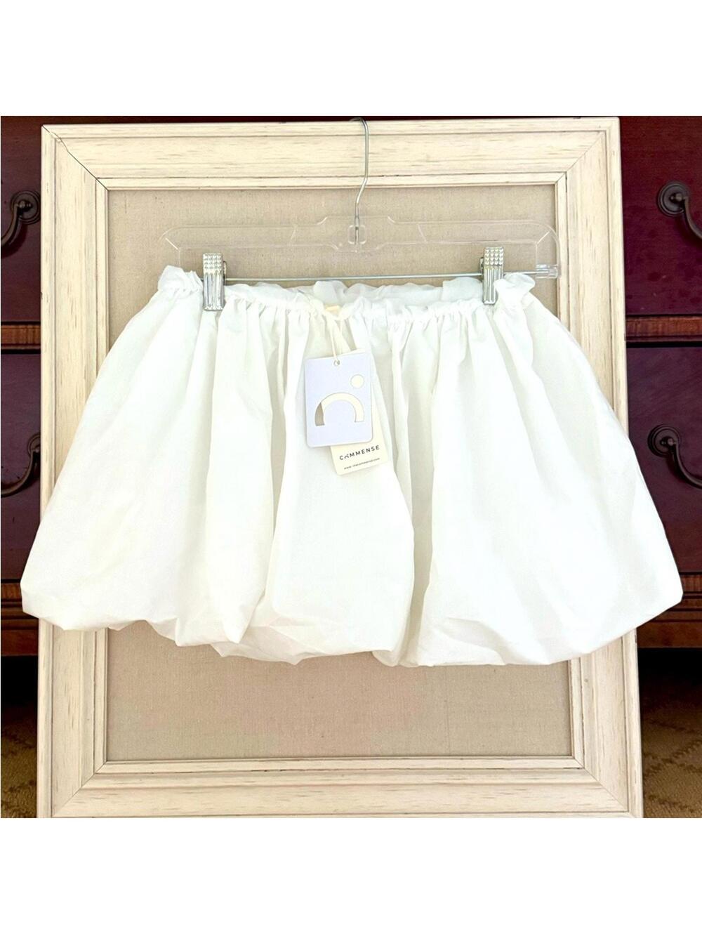 Commense white low rise elastic waist bubble hem skirt NWT S